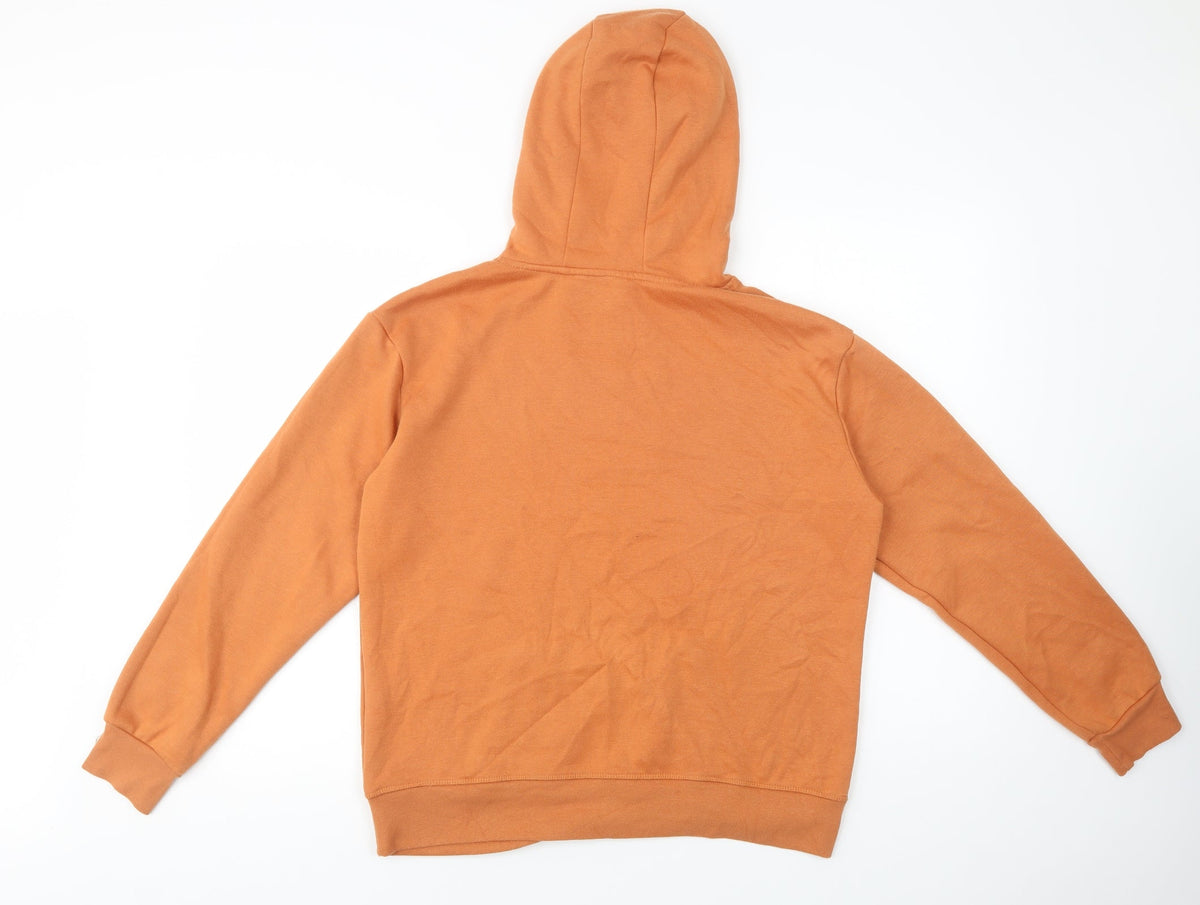 Back view of Primark women’s orange cotton pullover hoodie, size S, pullover - breathe deeply