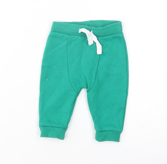 F&F Baby Green  Cotton Jogger Trousers Size 3-6 Months  Drawstring