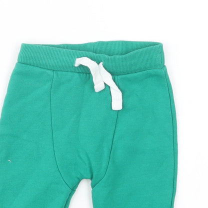 F&F Baby Green  Cotton Jogger Trousers Size 3-6 Months  Drawstring