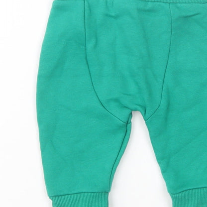 F&F Baby Green  Cotton Jogger Trousers Size 3-6 Months  Drawstring