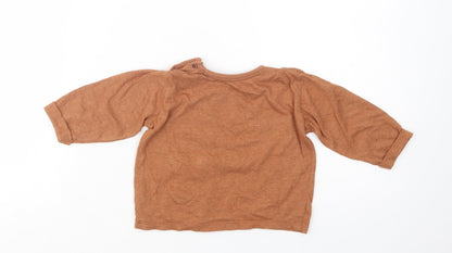 Back view of George Baby Brown Cotton Pullover Blouse Size Newborn Crew Neck Pullover