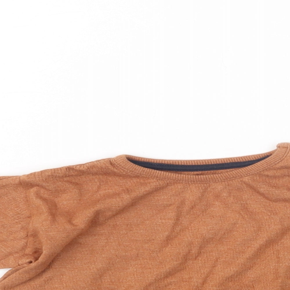 Close-up detail of George Baby Brown Cotton Pullover Blouse Size Newborn Crew Neck Pullover
