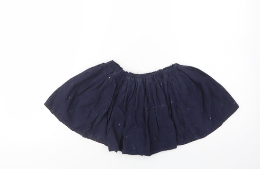 Front view of Bonton girls’ blue cotton skater skirt, size 4, years regular