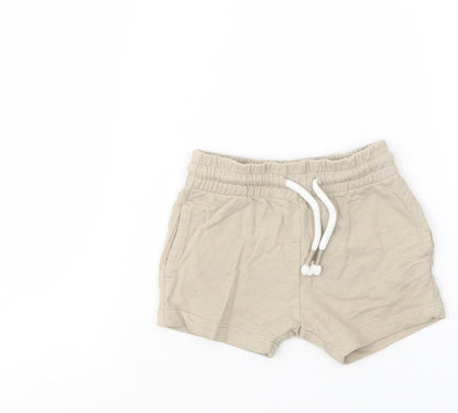 NEXT Baby Beige  Cotton Cropped Trousers Size 6-9 Months  Drawstring
