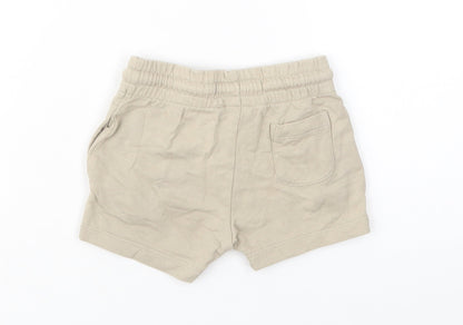 NEXT Baby Beige  Cotton Cropped Trousers Size 6-9 Months  Drawstring