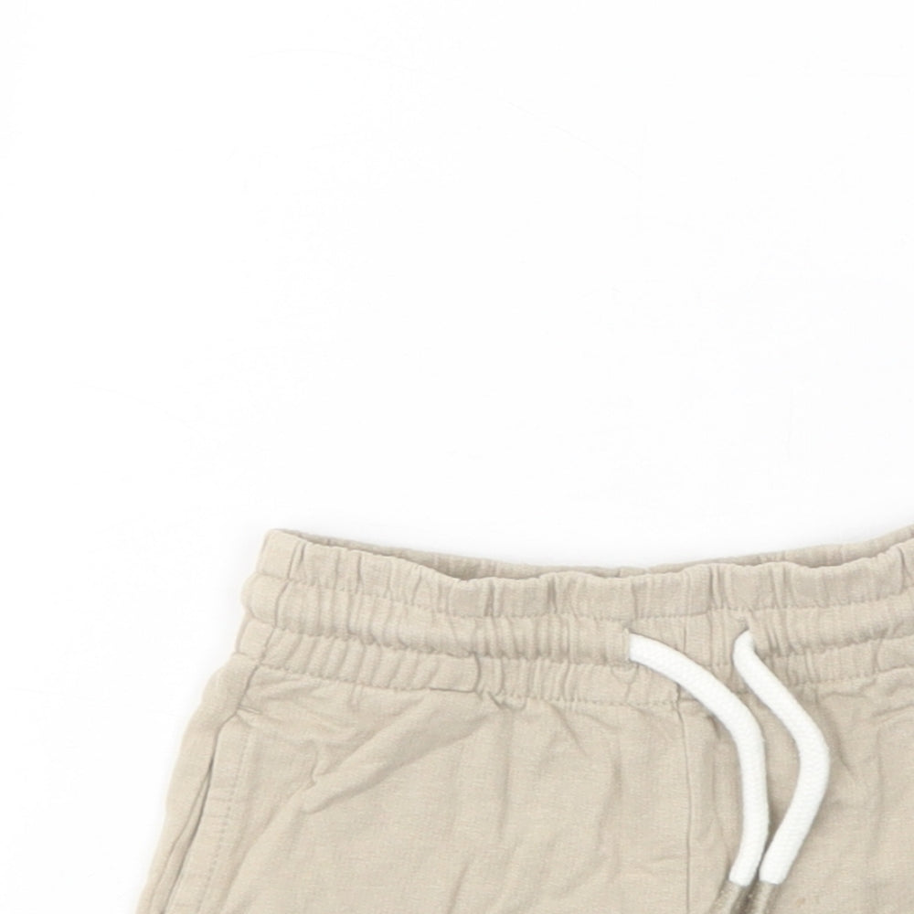 NEXT Baby Beige  Cotton Cropped Trousers Size 6-9 Months  Drawstring