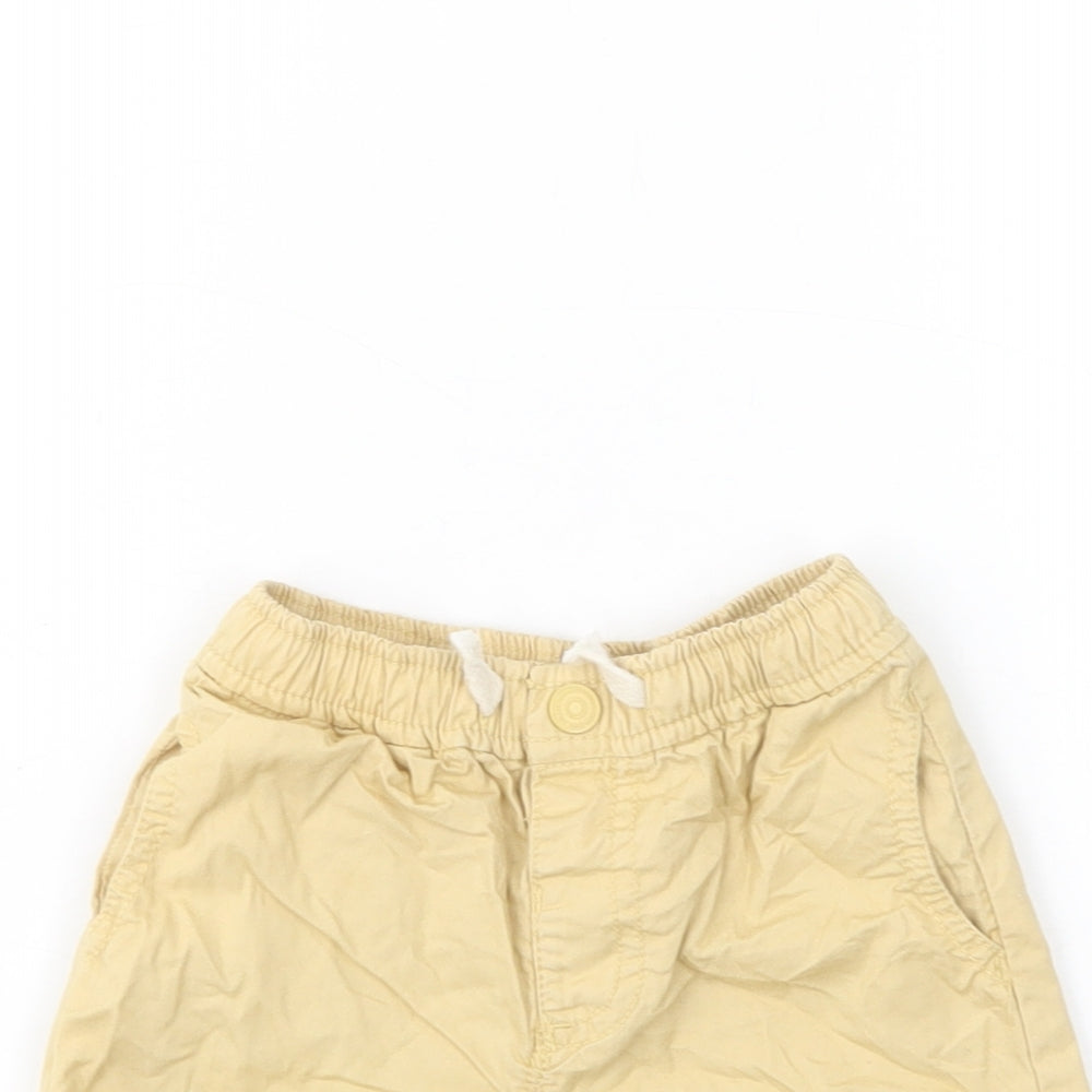 Zara Baby Yellow  Cotton Cropped Trousers Size 9-12 Months  Button