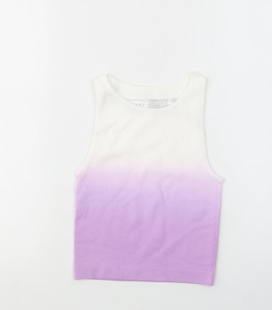 Primark Womens Purple  Nylon Cropped Tank Size 6 Crew Neck
