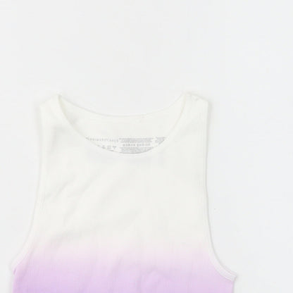Primark Womens Purple  Nylon Cropped Tank Size 6 Crew Neck