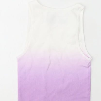Primark Womens Purple  Nylon Cropped Tank Size 6 Crew Neck