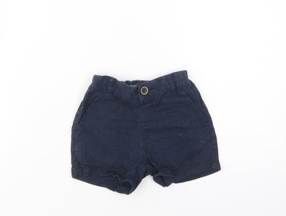 NEXT Baby Blue  Cotton Cropped Trousers Size 6-9 Months  Button