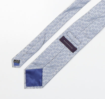 WoodHouse Mens Grey Geometric Silk Pointed Tie One Size