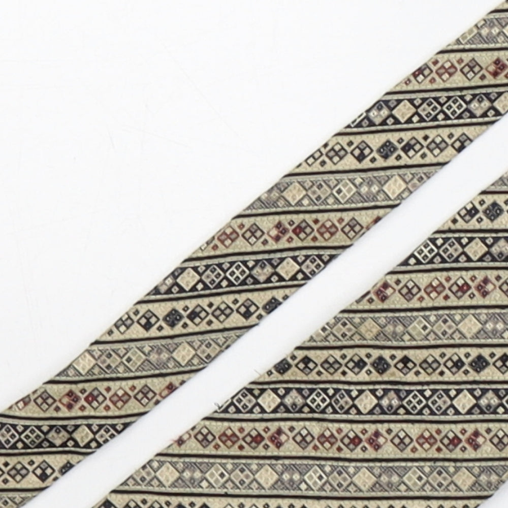 Close-up detail of Rinaldo Ganelli men’s multicoloured geometric silk pointed tie one size