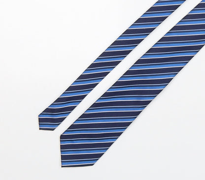 Marks and Spencer Mens Blue Striped Polyester Pointed Tie One Size