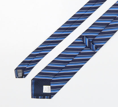 Marks and Spencer Mens Blue Striped Polyester Pointed Tie One Size