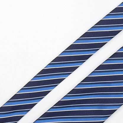 Marks and Spencer Mens Blue Striped Polyester Pointed Tie One Size