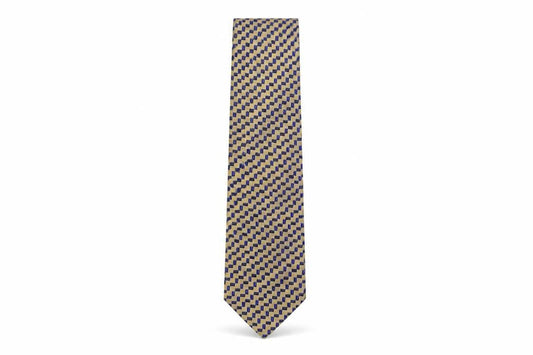 Front view of Woodstock men’s multicoloured geometric silk pointed tie one size