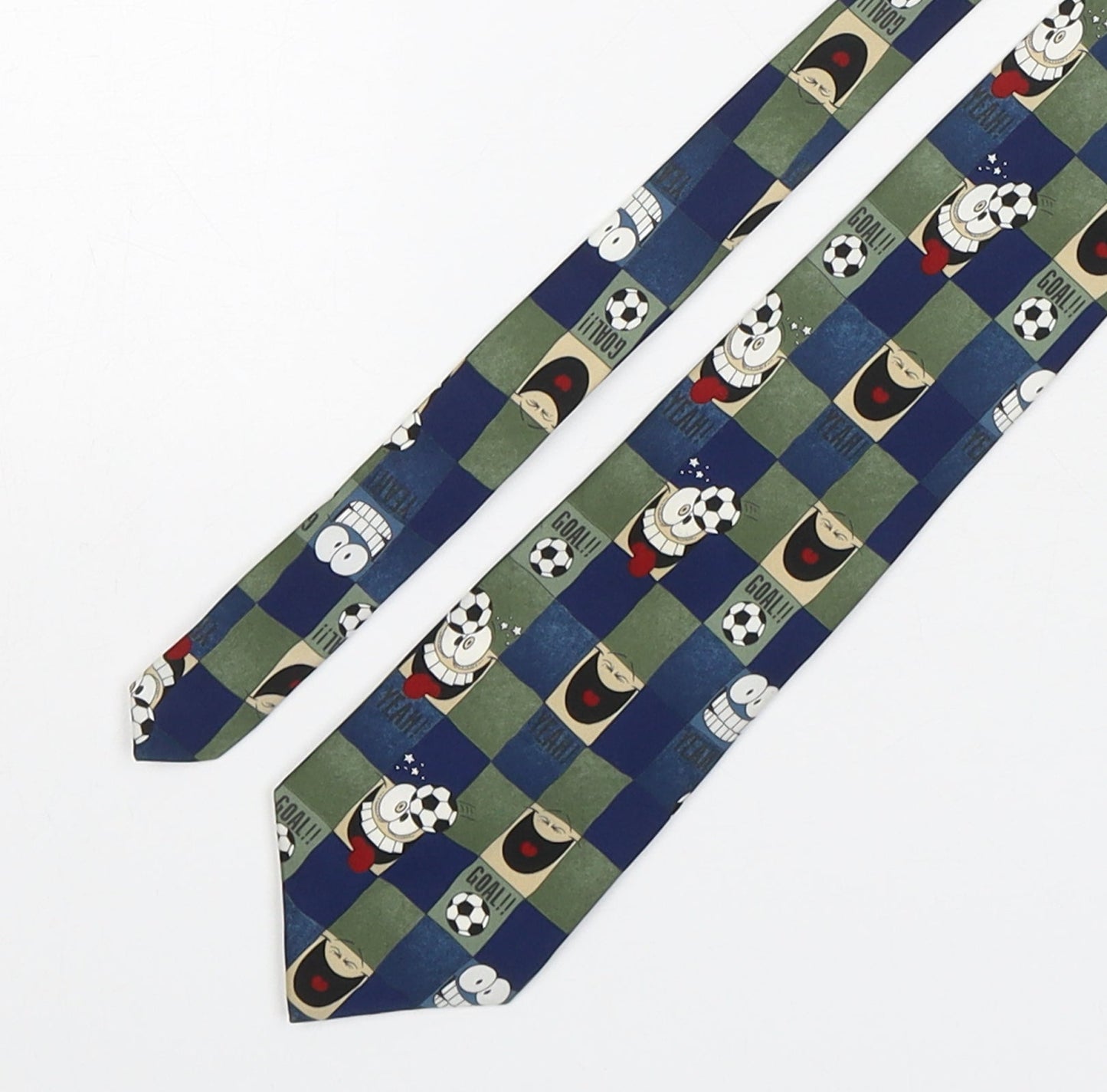 Marks and Spencer Mens Multicoloured Plaids & Checks Polyester Pointed Tie One Size - Football