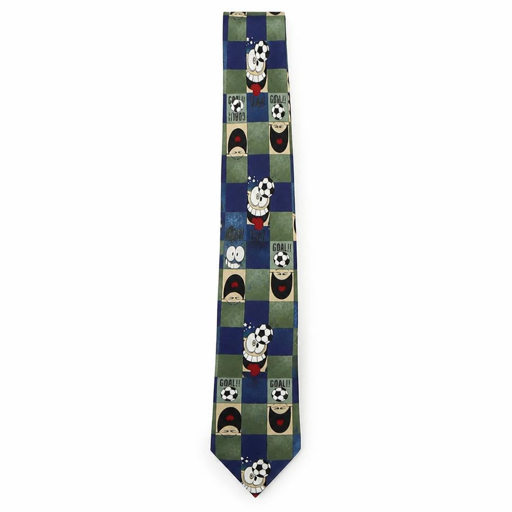 Front view of Marks & Spencer men’s multicoloured plaids & checks polyester pointed tie one size - football