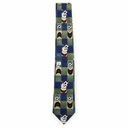 Front view of Marks & Spencer men’s multicoloured plaids & checks polyester pointed tie one size - football