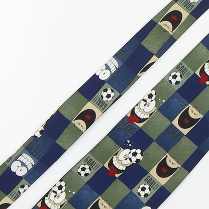 Marks and Spencer Mens Multicoloured Plaids & Checks Polyester Pointed Tie One Size - Football