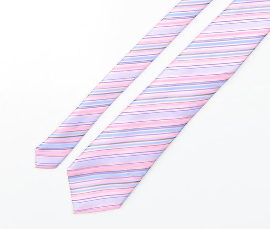 Marks and Spencer Mens Multicoloured Striped Polyester Pointed Tie One Size
