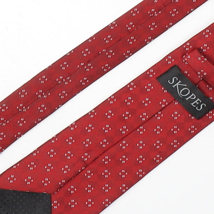 Skopes Mens Red Plaids & Checks Polyester Pointed Tie One Size