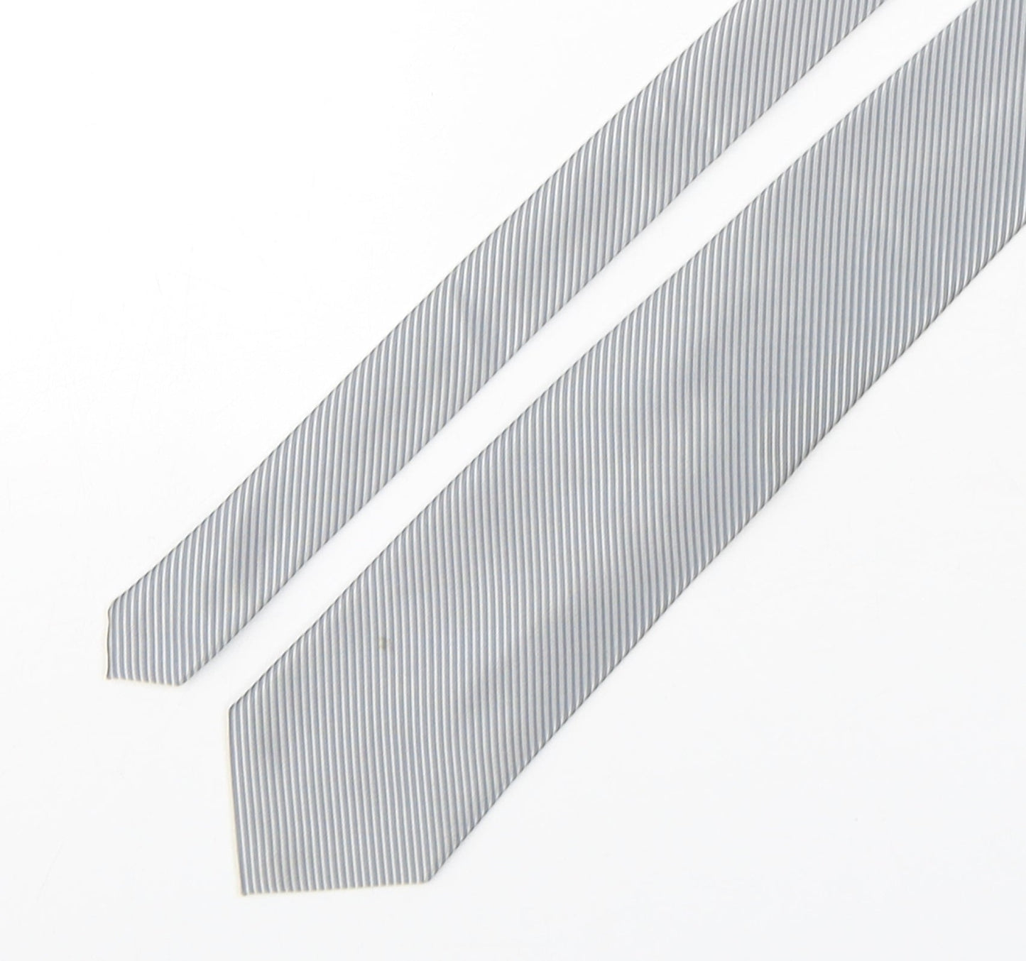 NEXT Mens Silver Striped Polyester Pointed Tie One Size