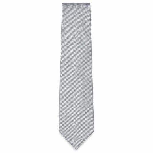 Front view of Next men’s silver striped polyester pointed tie one size
