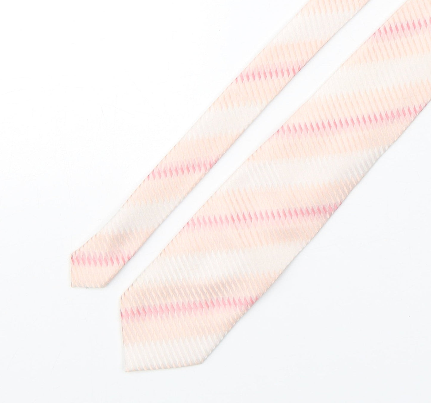 Mens Double TWO Pink Striped  Pointed Tie