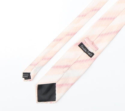 Mens Double TWO Pink Striped  Pointed Tie