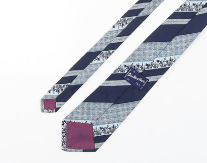 Back view of Distinctive men’s blue geometric polyester pointed tie one size