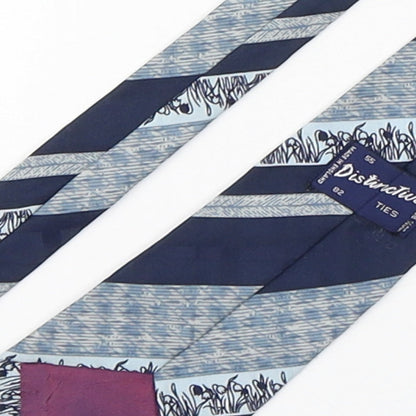 Brand and care label for Distinctive men’s blue geometric polyester pointed tie one size
