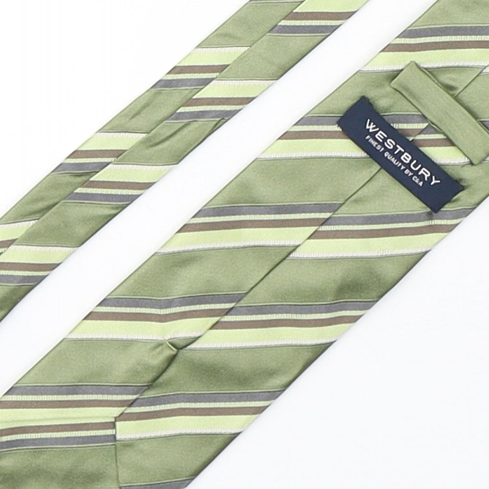 Westbury Mens Green Striped Silk Pointed Tie One Size