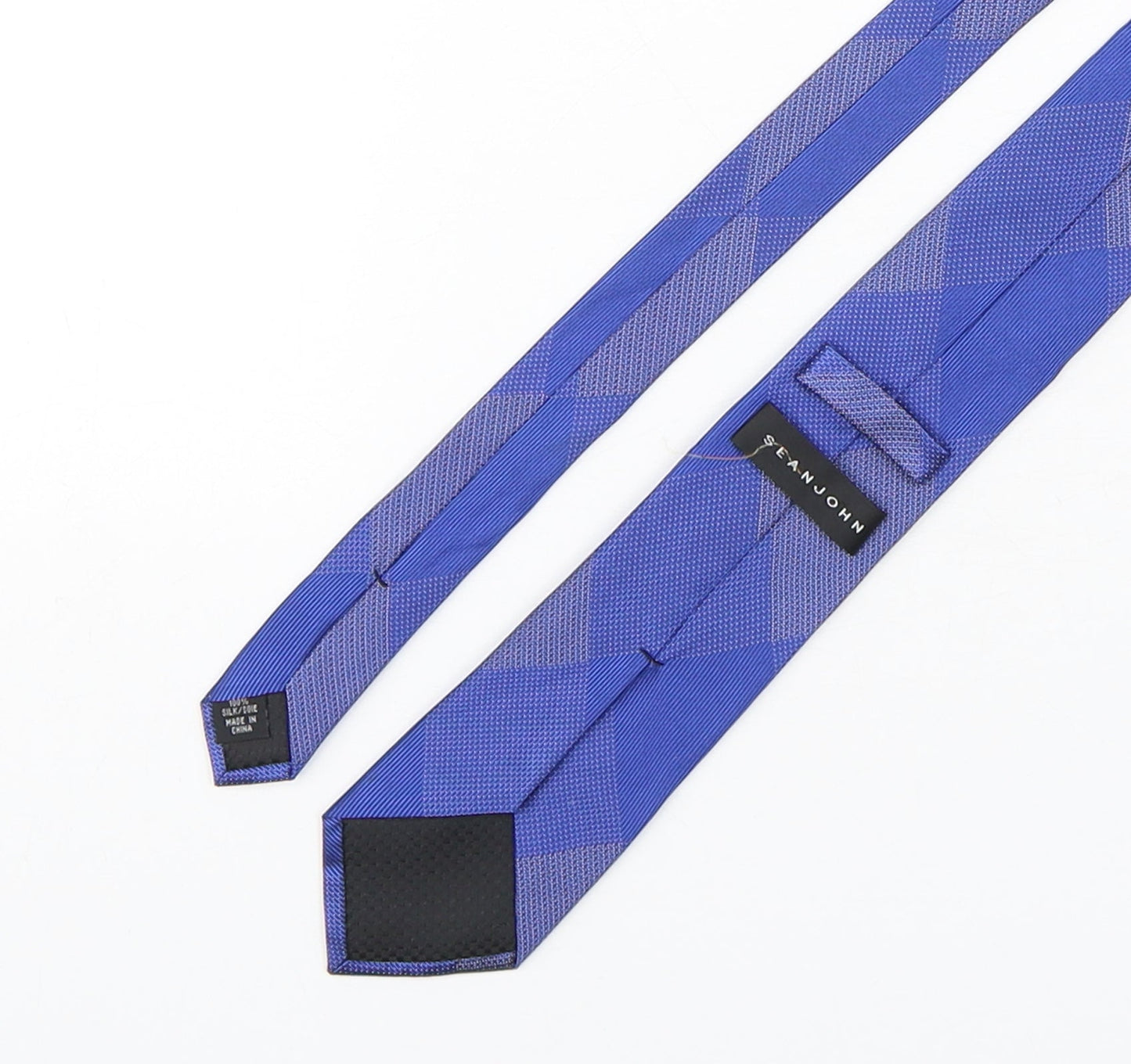 Sean John Mens Blue Plaids & Checks Silk Pointed Tie One Size