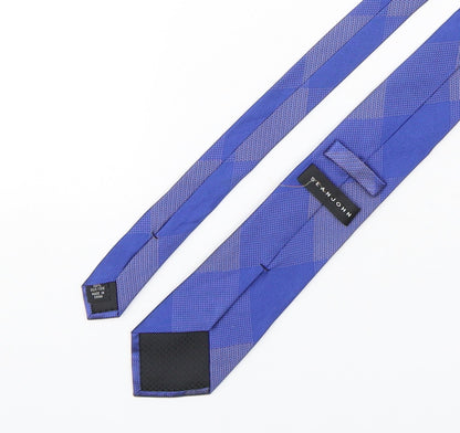 Sean John Mens Blue Plaids & Checks Silk Pointed Tie One Size
