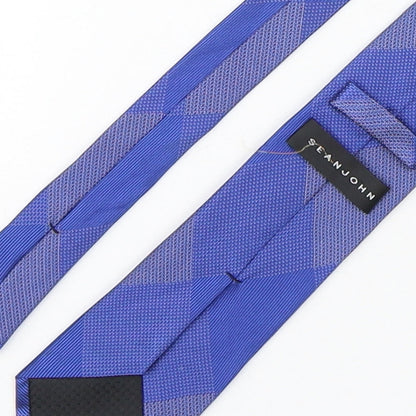 Sean John Mens Blue Plaids & Checks Silk Pointed Tie One Size