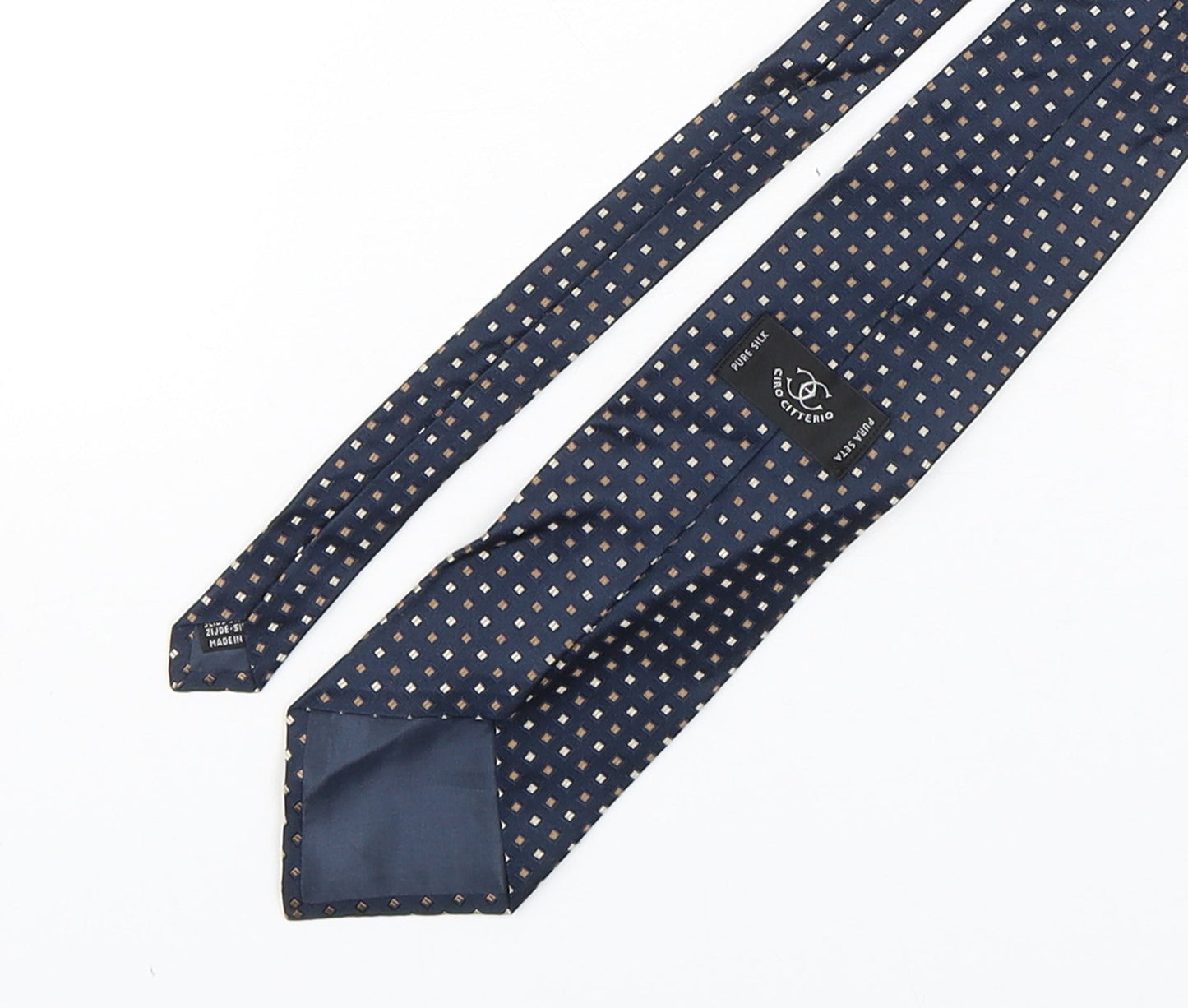 Mens Ciro Citterio Blue Geometric  Pointed Tie