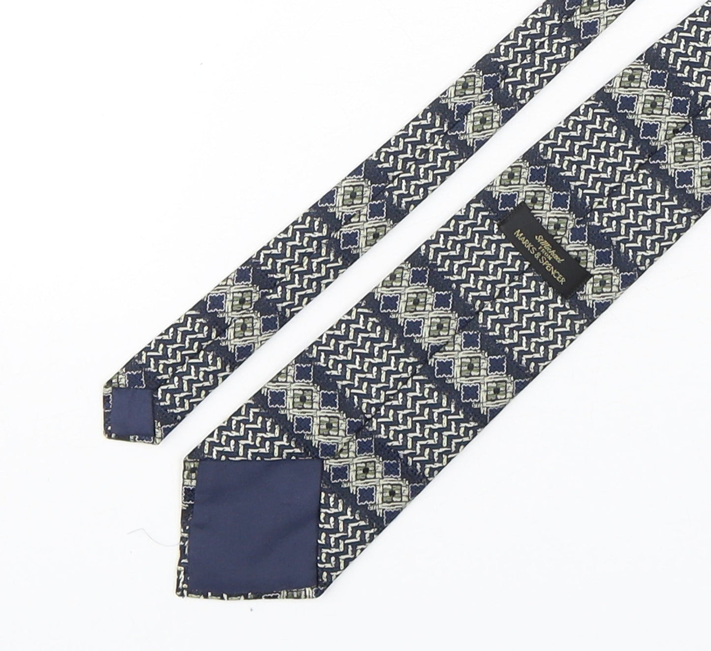 Marks and Spencer Mens Multicoloured Geometric Silk Pointed Tie One Size