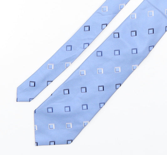 Loxley Mens Blue Geometric Silk Pointed Tie One Size