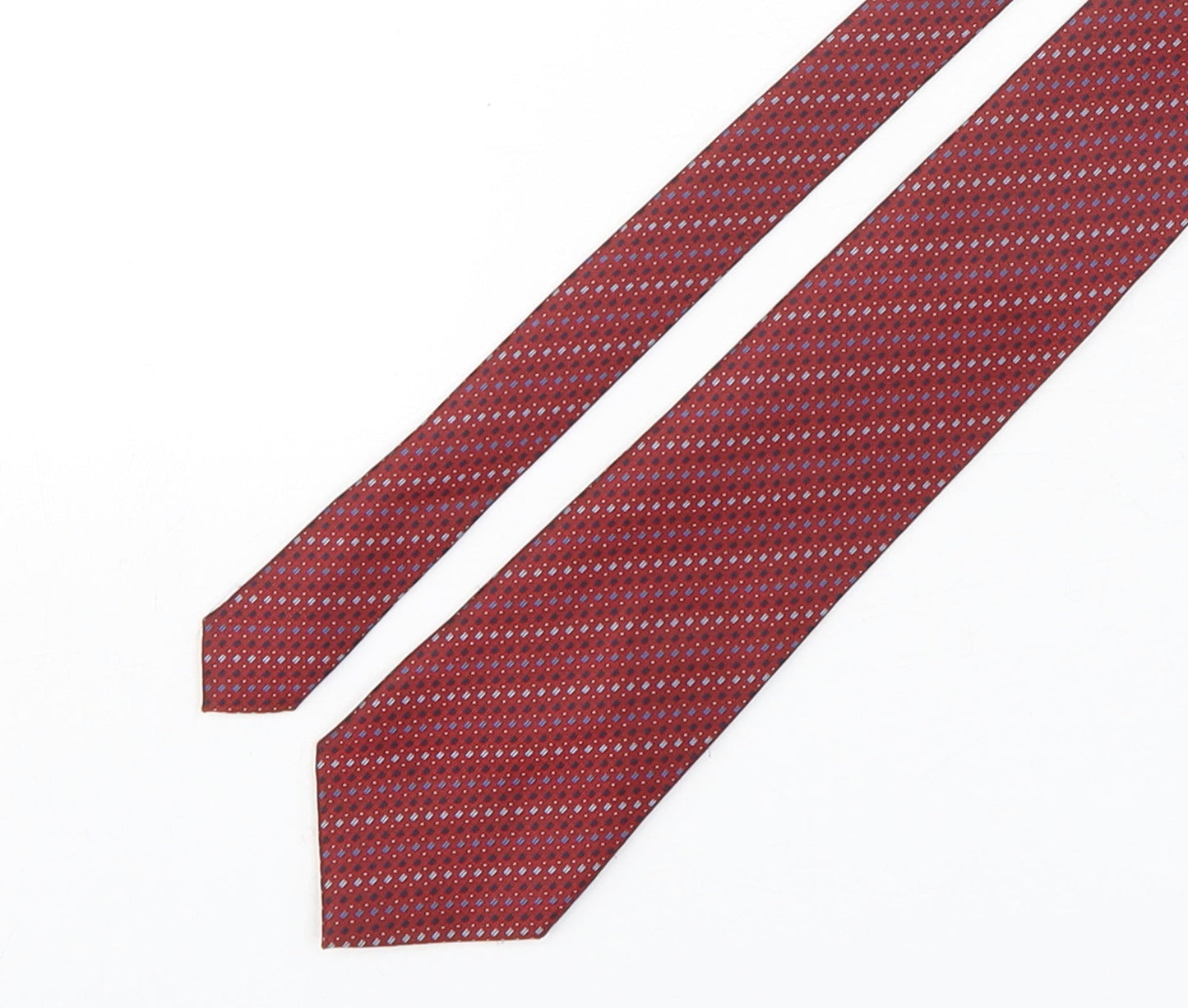 Marks and Spencer Mens Red Geometric Polyester Pointed Tie One Size