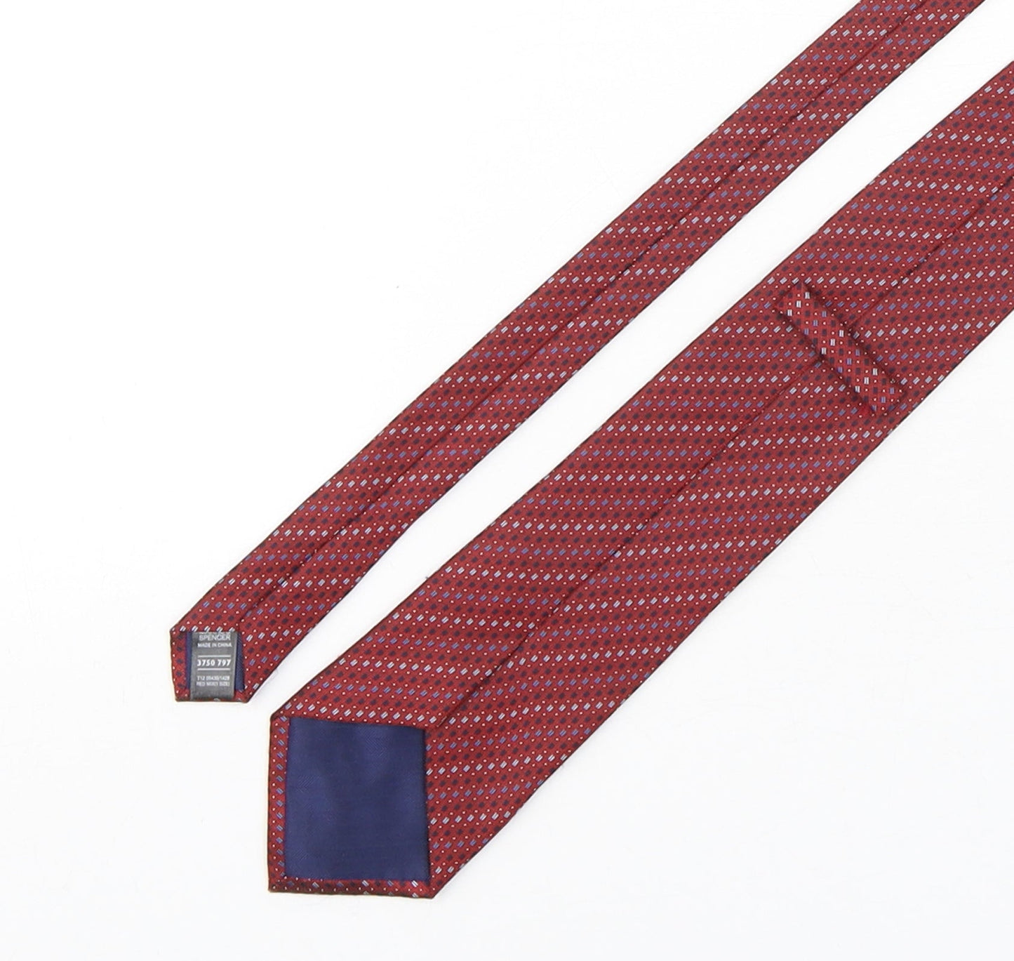 Marks and Spencer Mens Red Geometric Polyester Pointed Tie One Size