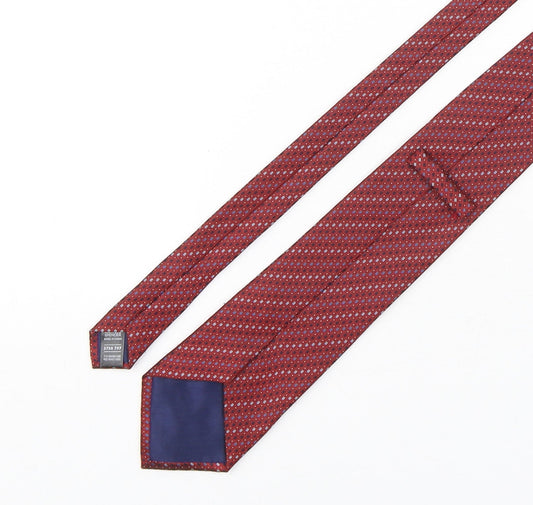 Marks and Spencer Mens Red Geometric Polyester Pointed Tie One Size