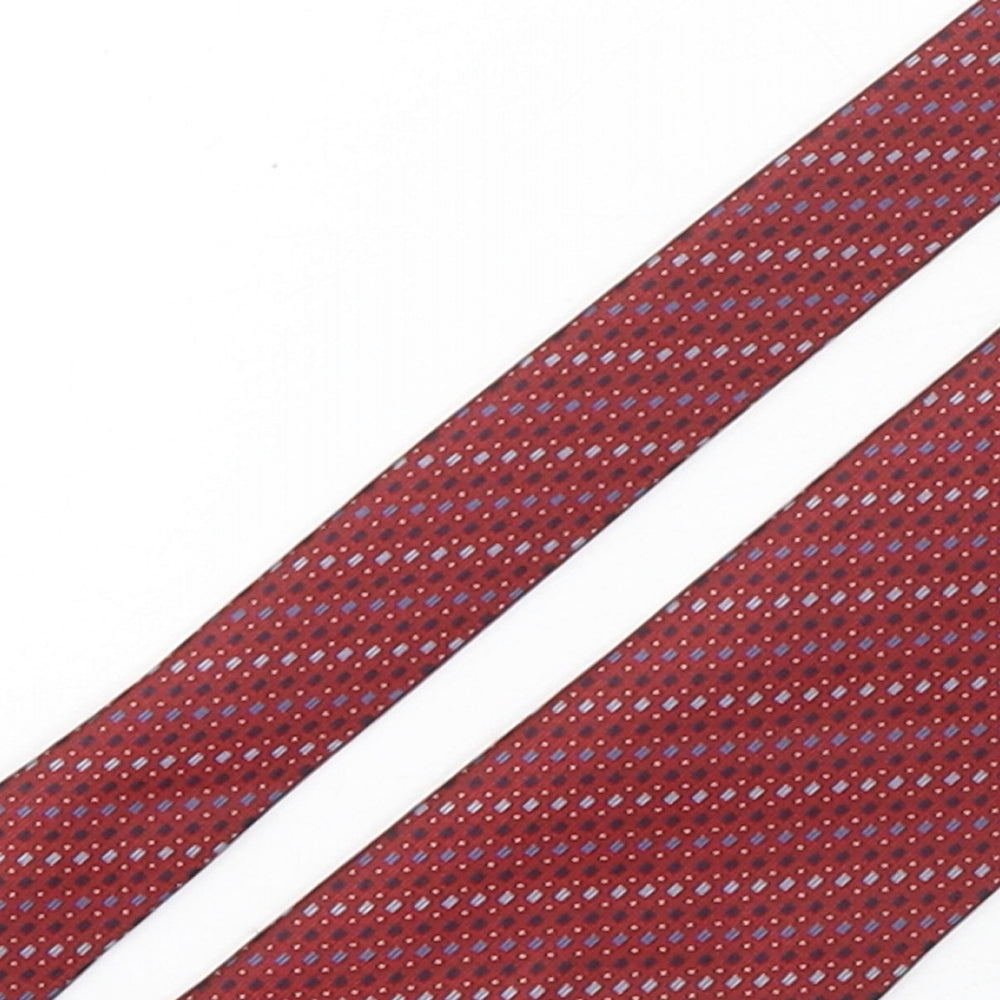 Marks and Spencer Mens Red Geometric Polyester Pointed Tie One Size
