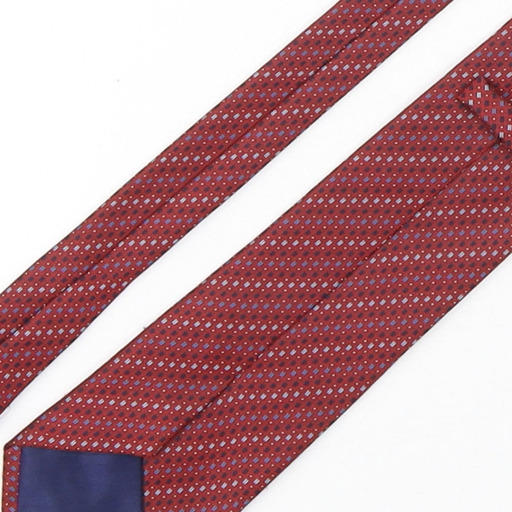 Marks and Spencer Mens Red Geometric Polyester Pointed Tie One Size