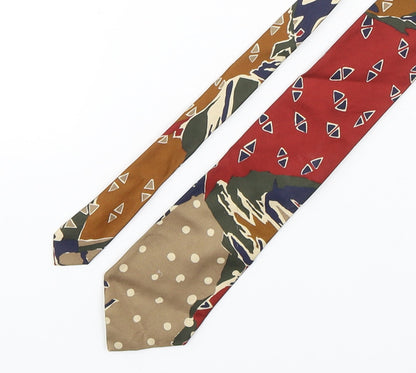 Marks and Spencer Mens Multicoloured Geometric Silk Pointed Tie One Size