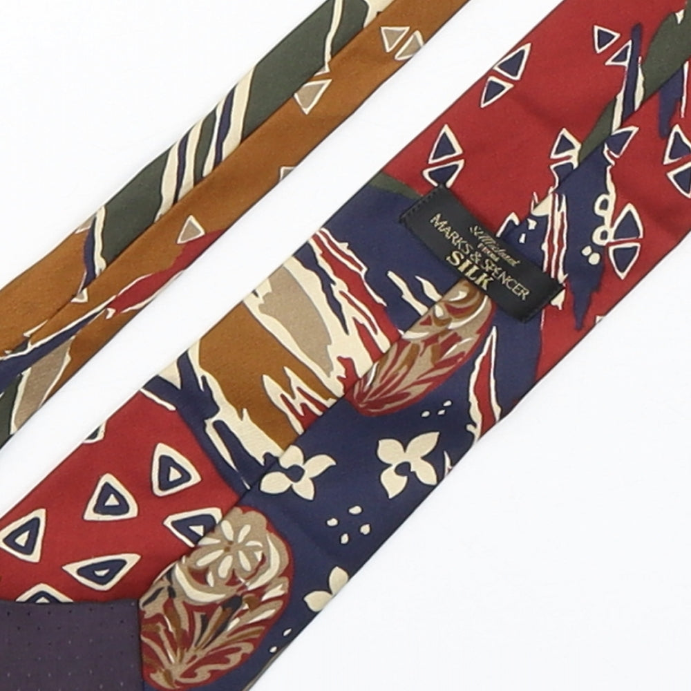 Marks and Spencer Mens Multicoloured Geometric Silk Pointed Tie One Size