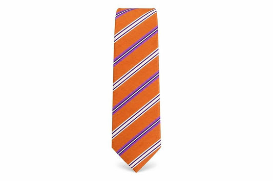 Front view of Tie Rack men’s multicoloured striped silk pointed tie one size