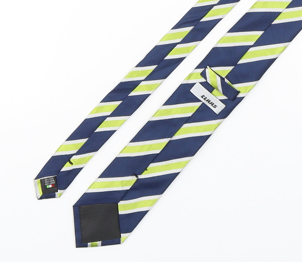 Back view of Class men’s multicoloured striped silk pointed tie one size