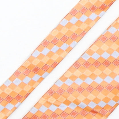 Close-up detail of Tom Harrison men’s multicoloured plaids & checks silk pointed tie one size